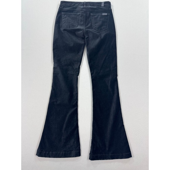 7 For All Mankind Velvet Flare Pants Women's Size 26 Black Cotton Cowgirl Preppy - Picture 2 of 9